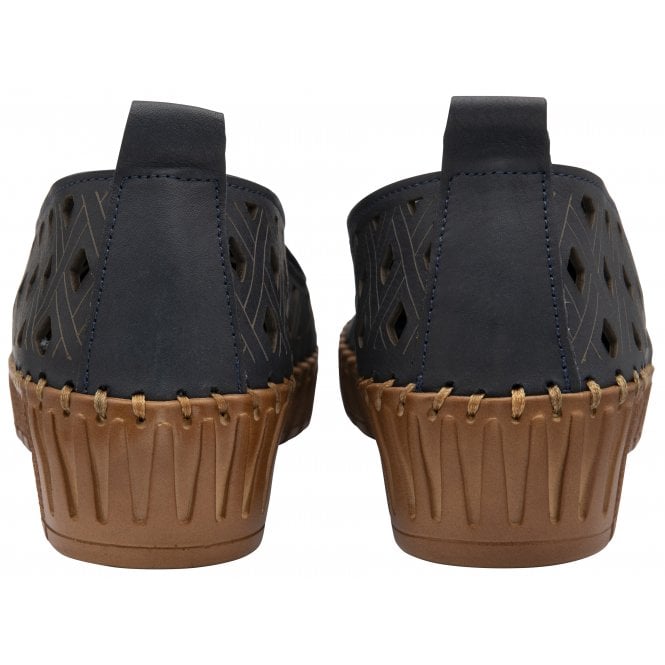  Navy Leather Karson Slip-On Shoes | Lotus