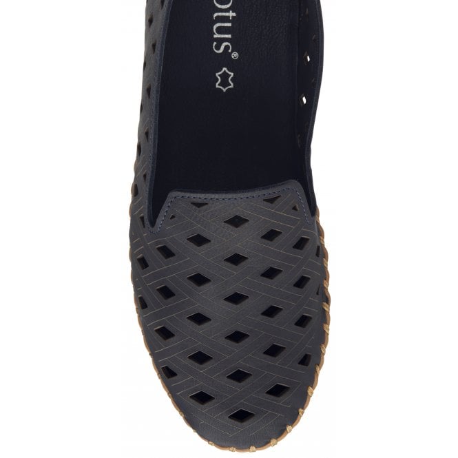  Navy Leather Karson Slip-On Shoes | Lotus
