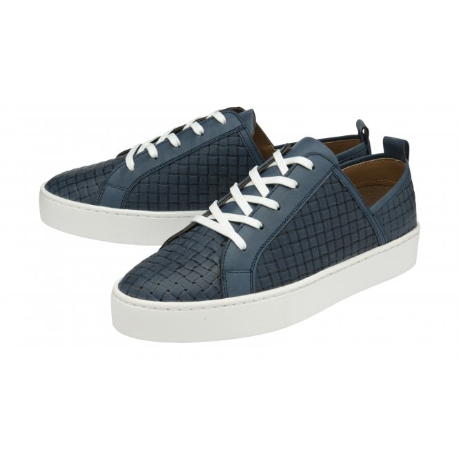  Navy Leather Kate Lace-Up Trainers | Stressless By Lotus