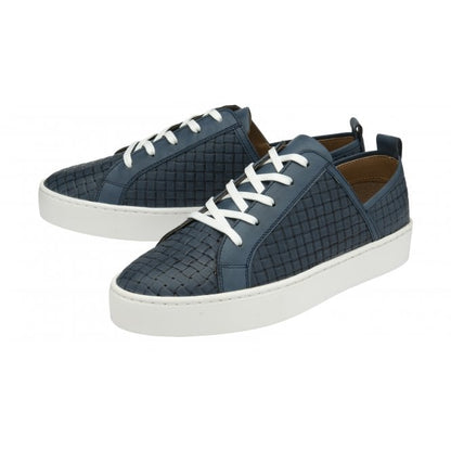  Navy Leather Kate Lace-Up Trainers | Stressless By Lotus