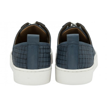  Navy Leather Kate Lace-Up Trainers | Stressless By Lotus