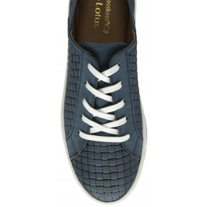  Navy Leather Kate Lace-Up Trainers | Stressless By Lotus