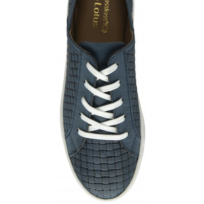  Navy Leather Kate Lace-Up Trainers | Stressless By Lotus