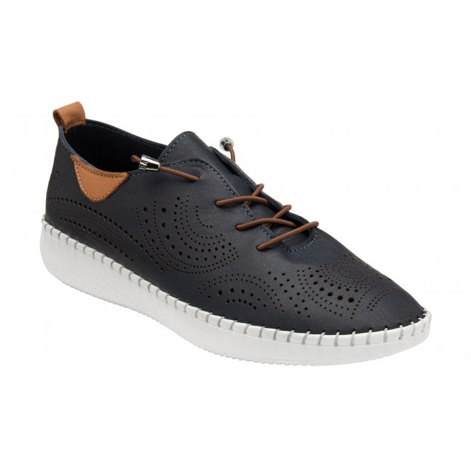  Navy Leather Katya Casual Shoes | Lotus