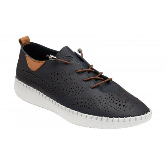  Navy Leather Katya Casual Shoes | Lotus
