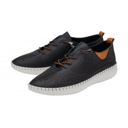  Navy Leather Katya Casual Shoes | Lotus