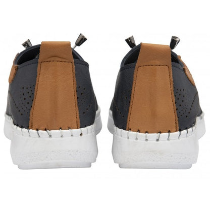  Navy Leather Katya Casual Shoes | Lotus