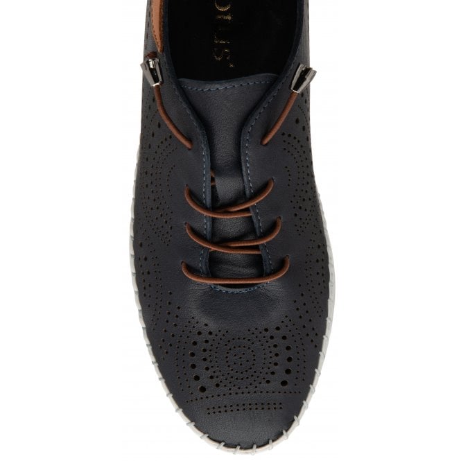  Navy Leather Katya Casual Shoes | Lotus