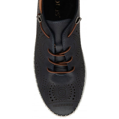  Navy Leather Katya Casual Shoes | Lotus