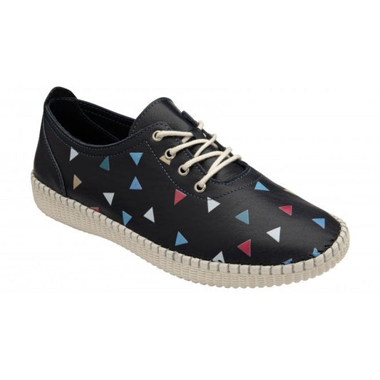 Navy Leather Kay Lace-Up Shoes | Lotus