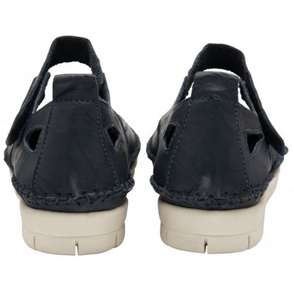  Navy Leather Keryn Flat Shoes | Lotus