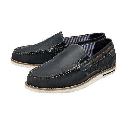  Navy Leather Saxon Loafers | Lotus