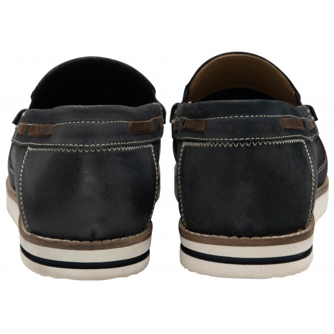  Navy Leather Saxon Loafers | Lotus