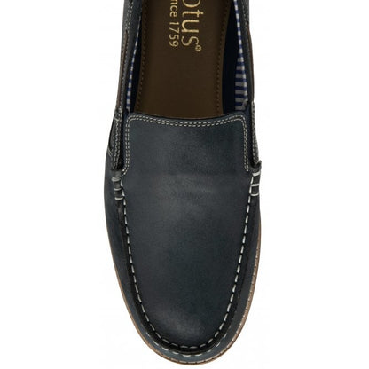  Navy Leather Saxon Loafers | Lotus