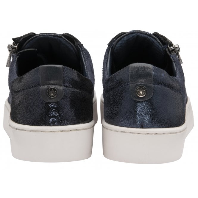  Navy Leather & Snake-Print Sky Casual Trainers | Stressless By Lotus