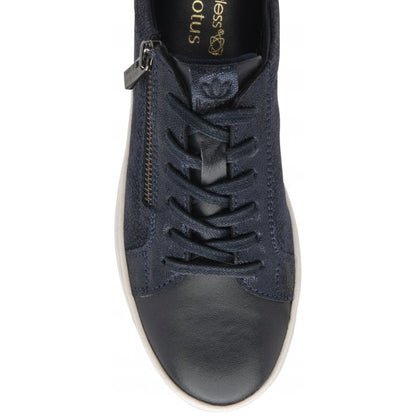  Navy Leather & Snake-Print Sky Casual Trainers | Stressless By Lotus