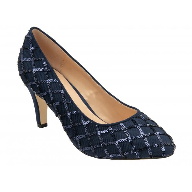  Navy Lucia Patterned Court Shoes | Lotus
