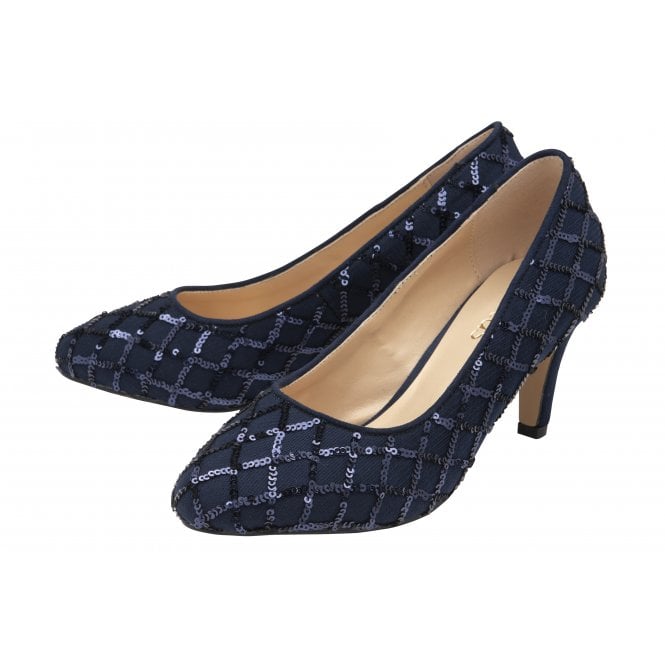  Navy Lucia Patterned Court Shoes | Lotus