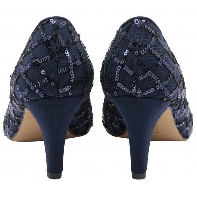  Navy Lucia Patterned Court Shoes | Lotus