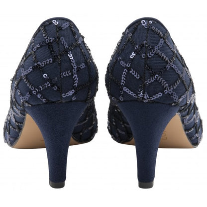  Navy Lucia Patterned Court Shoes | Lotus