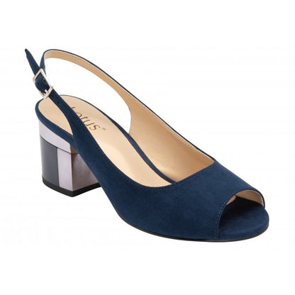  Navy Microfibre Evelyn Slingback Shoes | Lotus