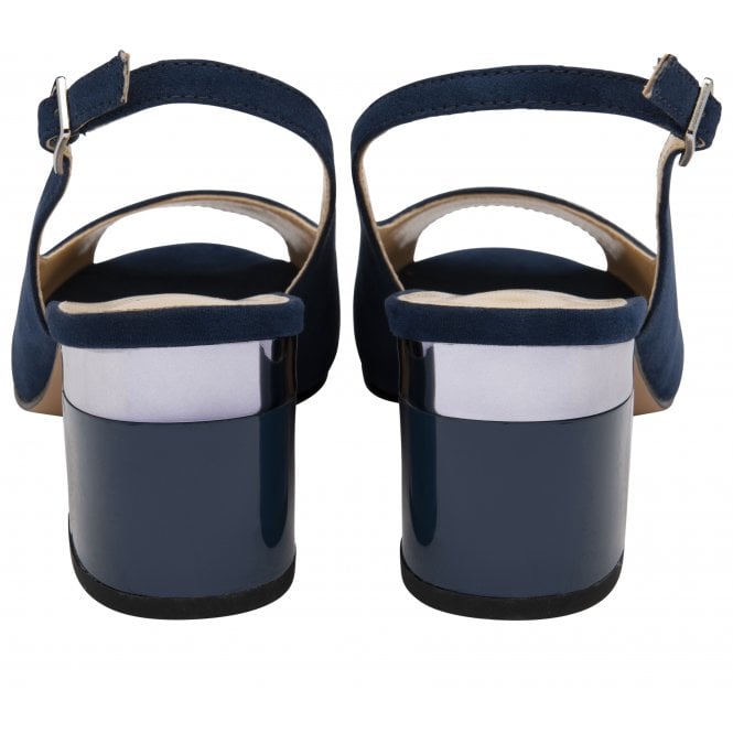  Navy Microfibre Evelyn Slingback Shoes | Lotus