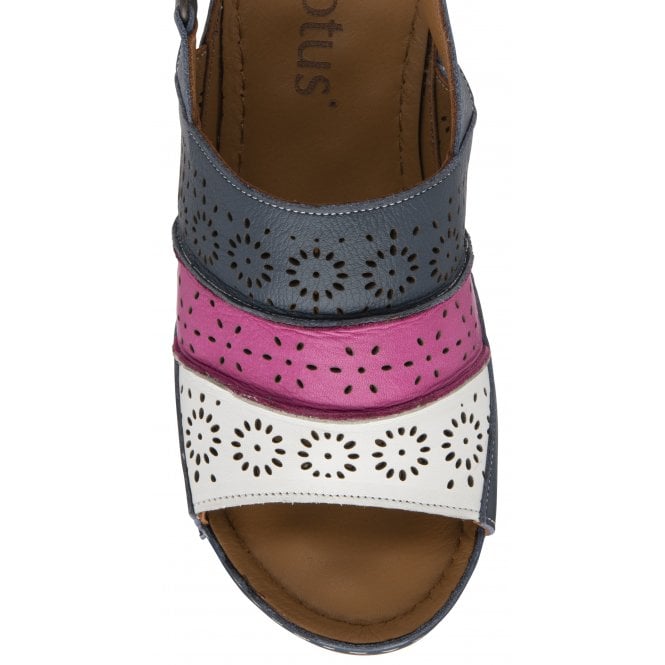  Navy Multi-Leather Neylan Wedge Sandals | Lotus
