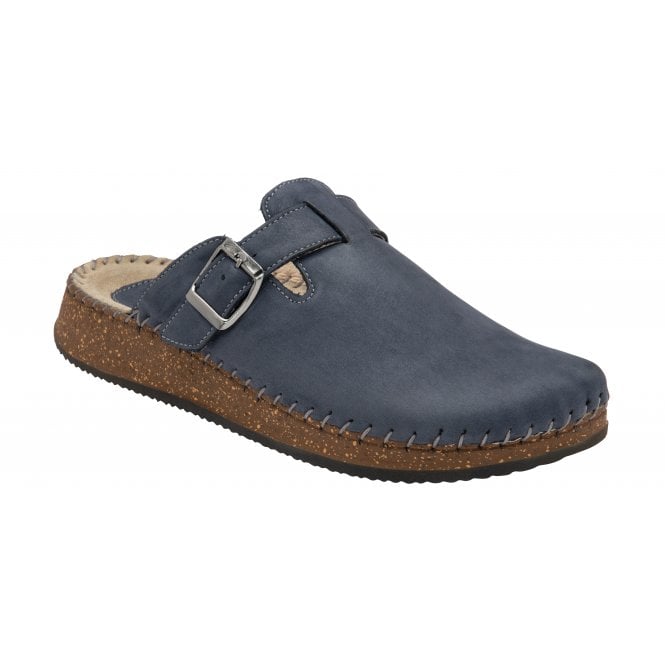  Navy Nubuck Evelina Round-Toe Mules | Lotus