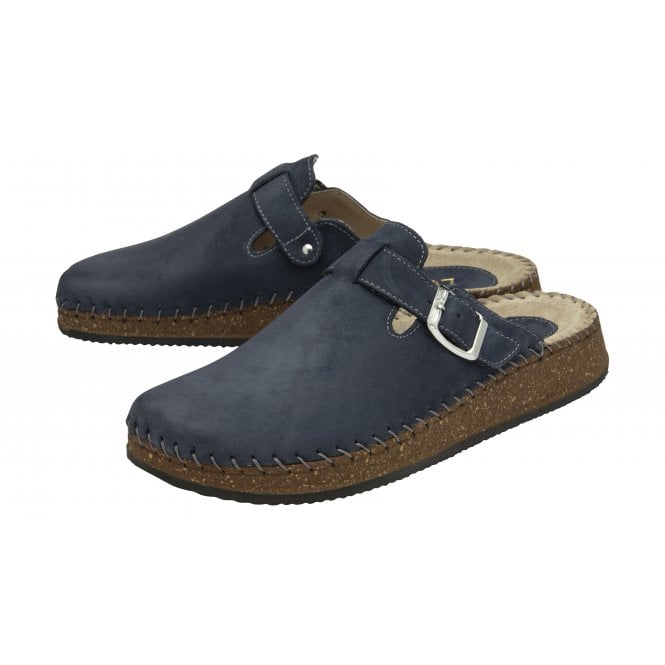  Navy Nubuck Evelina Round-Toe Mules | Lotus