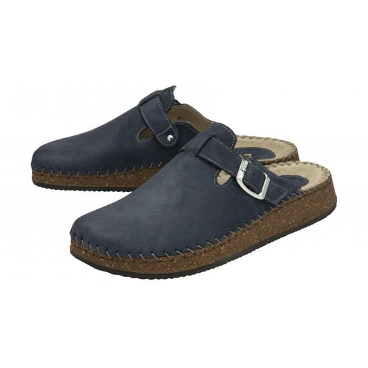  Navy Nubuck Evelina Round-Toe Mules | Lotus