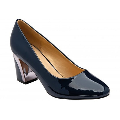  Navy Patent Eden Court Shoes | Lotus
