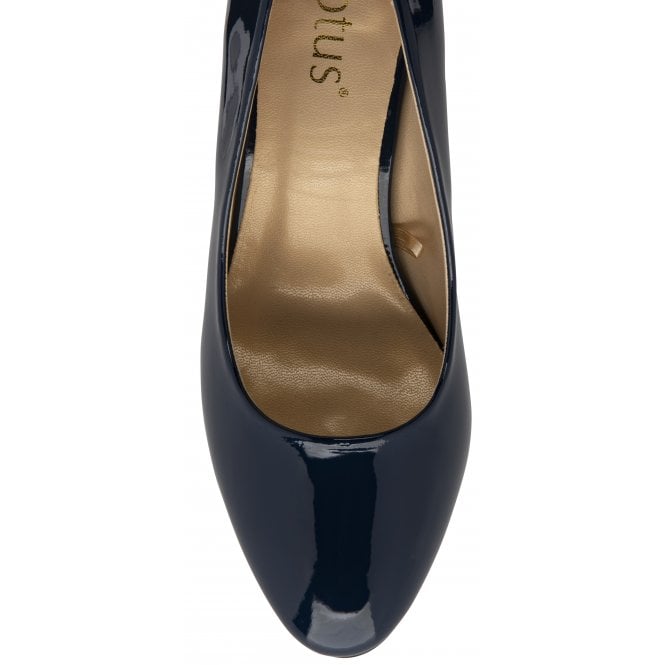  Navy Patent Eden Court Shoes | Lotus