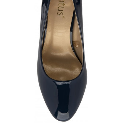 Navy Patent Eden Court Shoes | Lotus