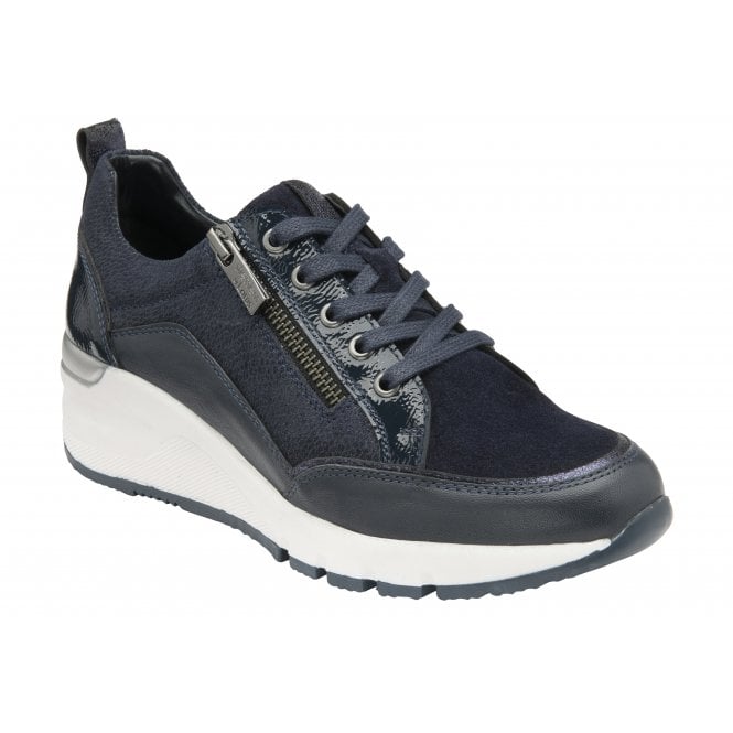  Navy Patent & Leather Sassy Casual Trainers | Stressless By Lotus