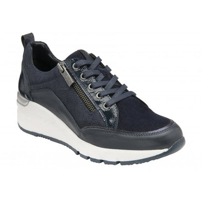  Navy Patent & Leather Sassy Casual Trainers | Stressless By Lotus