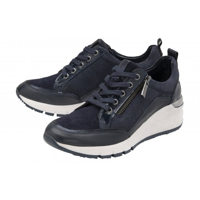  Navy Patent & Leather Sassy Casual Trainers | Stressless By Lotus