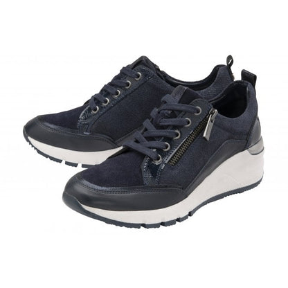  Navy Patent & Leather Sassy Casual Trainers | Stressless By Lotus