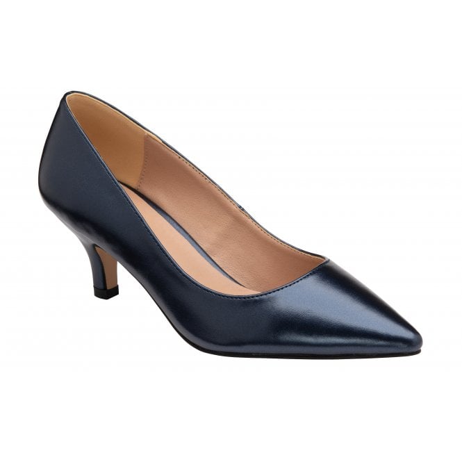 Navy Pearl Rachel Kitten Heel Court Shoes | Lotus