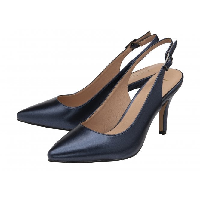  Navy Pearl Remy Slingback Court Shoes | Lotus 
