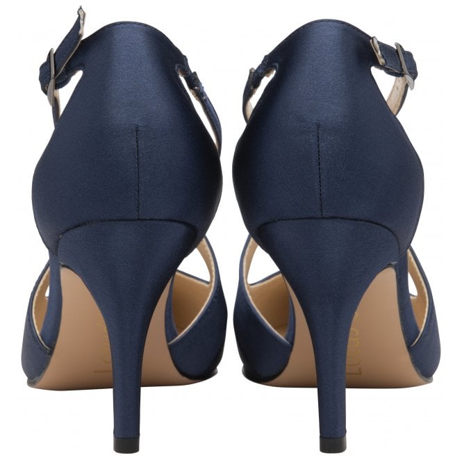  Navy Satin Willow Court Shoes | Lotus