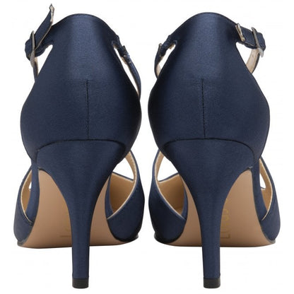 Navy Satin Willow Court Shoes | Lotus