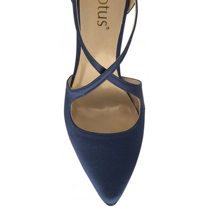  Navy Satin Willow Court Shoes | Lotus