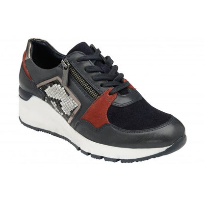  Navy & Snake-Print Leather Suzette Zip-Up Casual Trainers | Stressless By Lotus