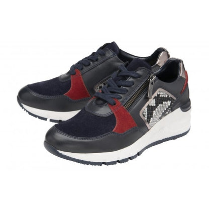  Navy & Snake-Print Leather Suzette Zip-Up Casual Trainers | Stressless By Lotus