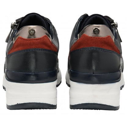  Navy & Snake-Print Leather Suzette Zip-Up Casual Trainers | Stressless By Lotus
