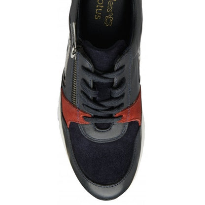  Navy & Snake-Print Leather Suzette Zip-Up Casual Trainers | Stressless By Lotus