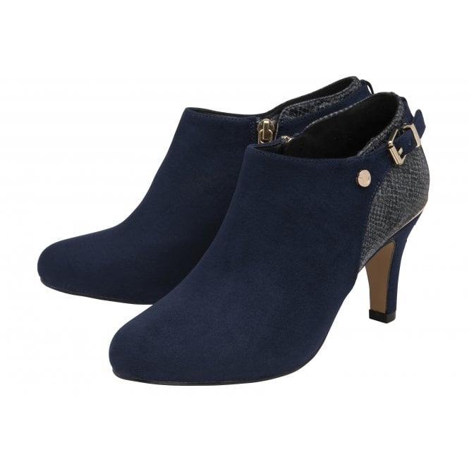  Navy & Snake-Print Ramona Heeled Shoe-Boots | Lotus
