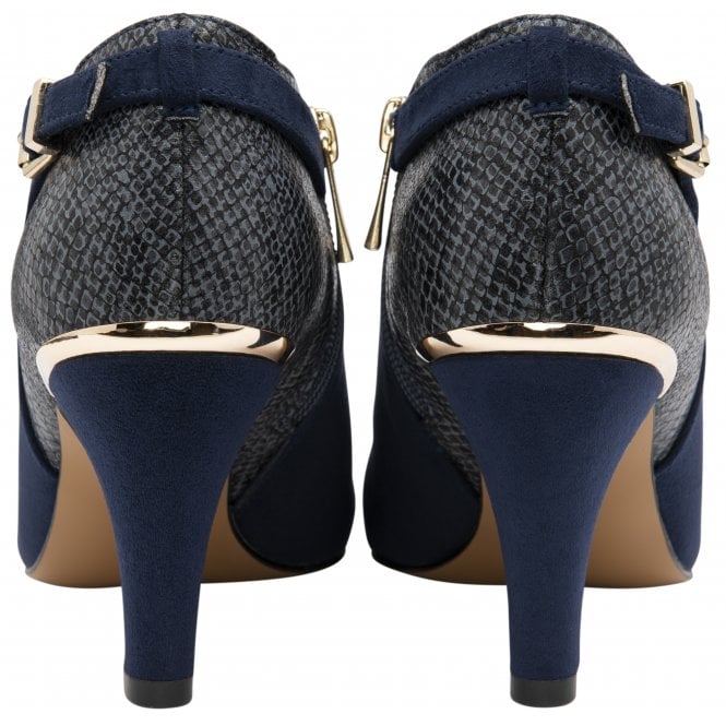  Navy & Snake-Print Ramona Heeled Shoe-Boots | Lotus