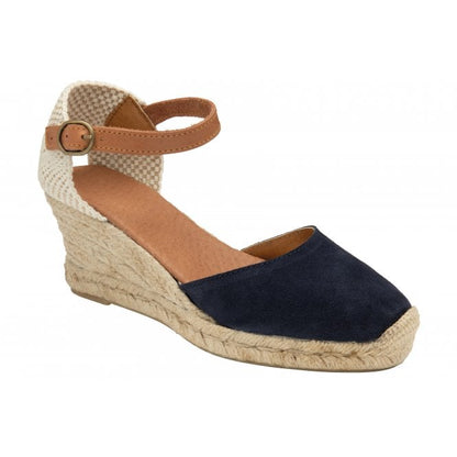  Navy Suede Antonella Espadrille Wedge Shoes | Lotus