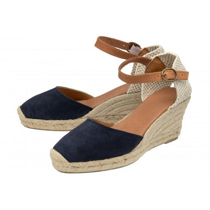  Navy Suede Antonella Espadrille Wedge Shoes | Lotus